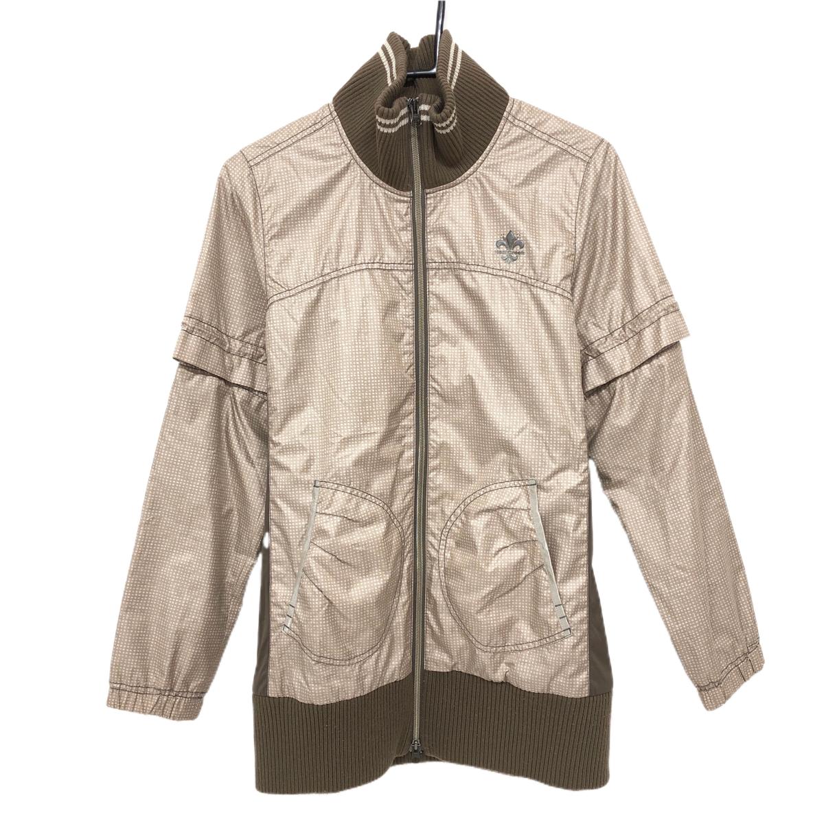 ヒールクリーク 2WAYジャケット ブラウン×ライトブラウン 総柄 袖着脱可 レディース 42(L) ゴルフウェア Heal Creek