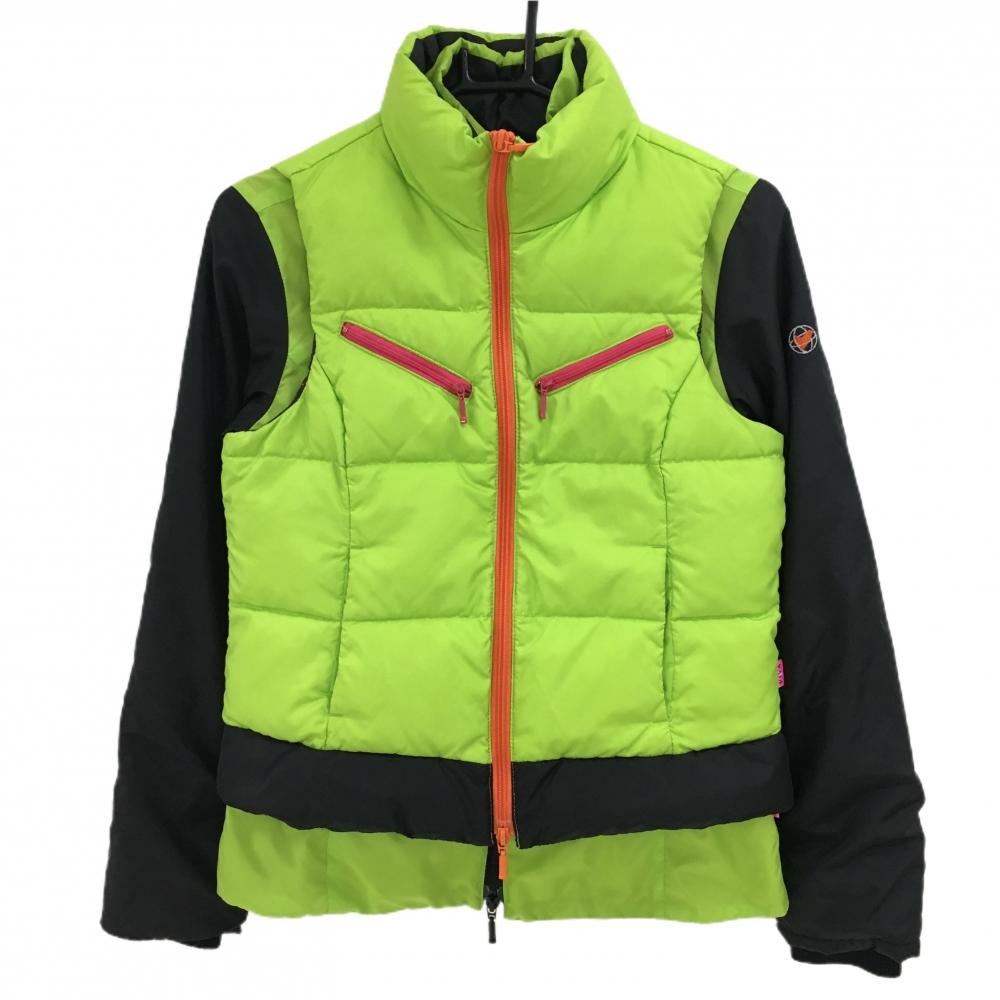 ビバハート 3WAYダウンジャケット ライムグリーン系×黒 中綿ジャケット ダウンベスト レディース 40(M) ゴルフウェア VIVA HEART