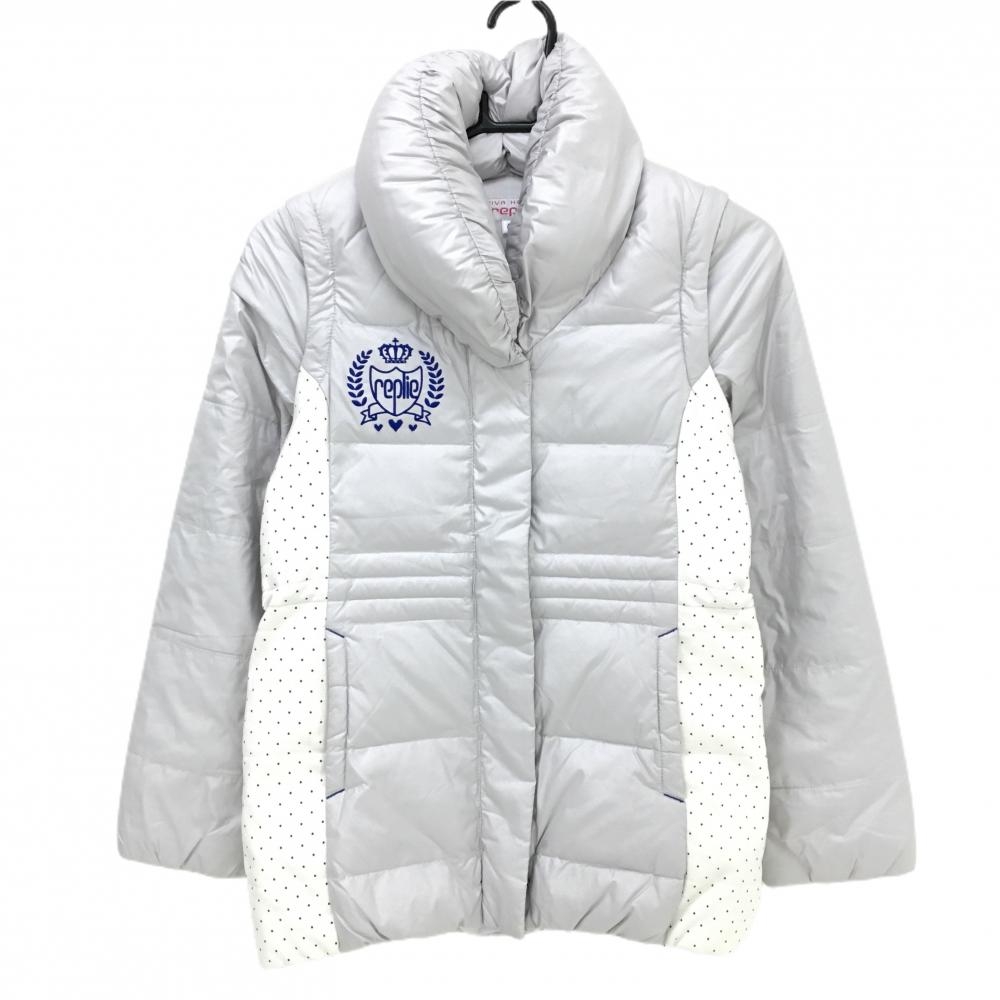 【超美品】ビバハートreplie 2WAYダウンジャケット　ライトグレー ×ブルー  レディース 40(M) ゴルフウェア VIVA HEART
