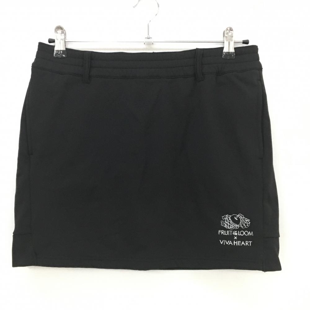 【超美品】ビバハート×FRUIT of the LOOM スカート 黒 裏微起毛 ストレッチ  レディース 42(L) ゴルフウェア VIVA HEART