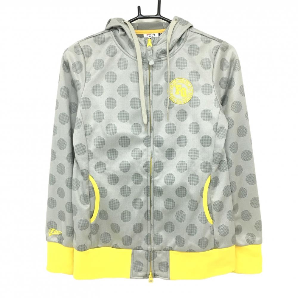 フィラゴルフ ジップパーカー グレー ドット柄 ワッペン 裏微起毛  レディース L ゴルフウェア FILA GOLF