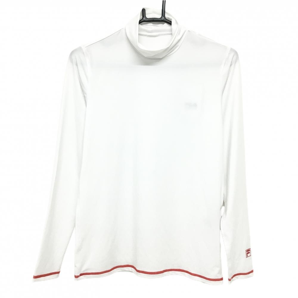 【新品】フィラゴルフ タートルネックインナーシャツ 白 ステッチレッド ストレッチ レディース L ゴルフウェア FILA GOLF