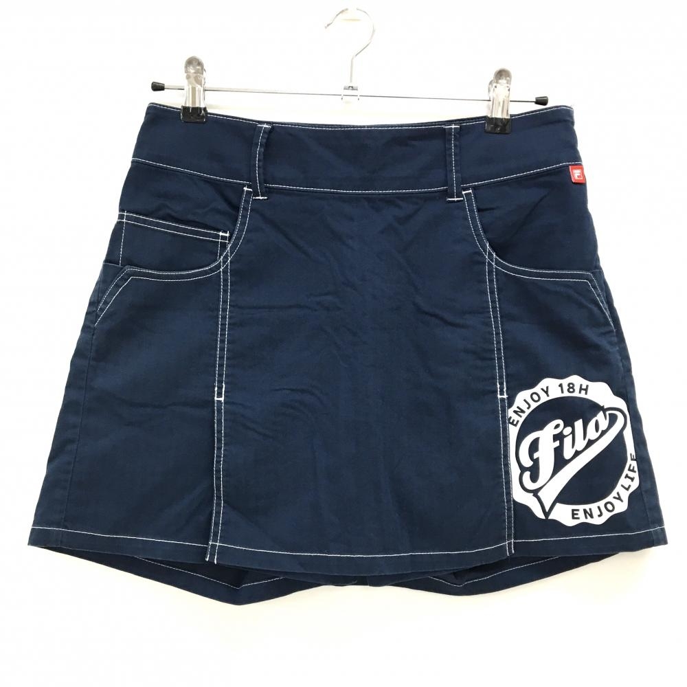 フィラゴルフ スカート ネイビー ストレッチ 内側インナーパンツ レディース L ゴルフウェア FILA GOLF