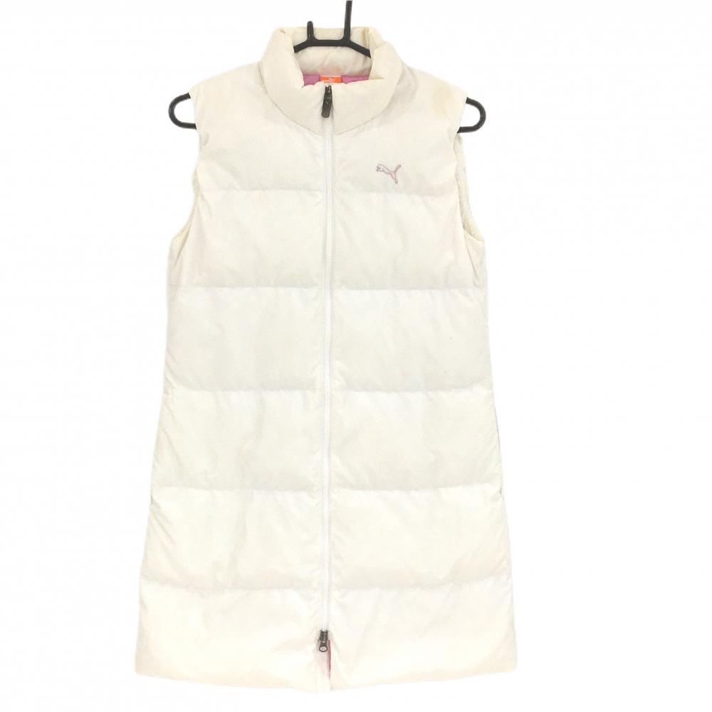 プーマ ダウンノースリーブワンピース 白 ダウン80％ フェザー20％ レディース L ゴルフウェア PUMA