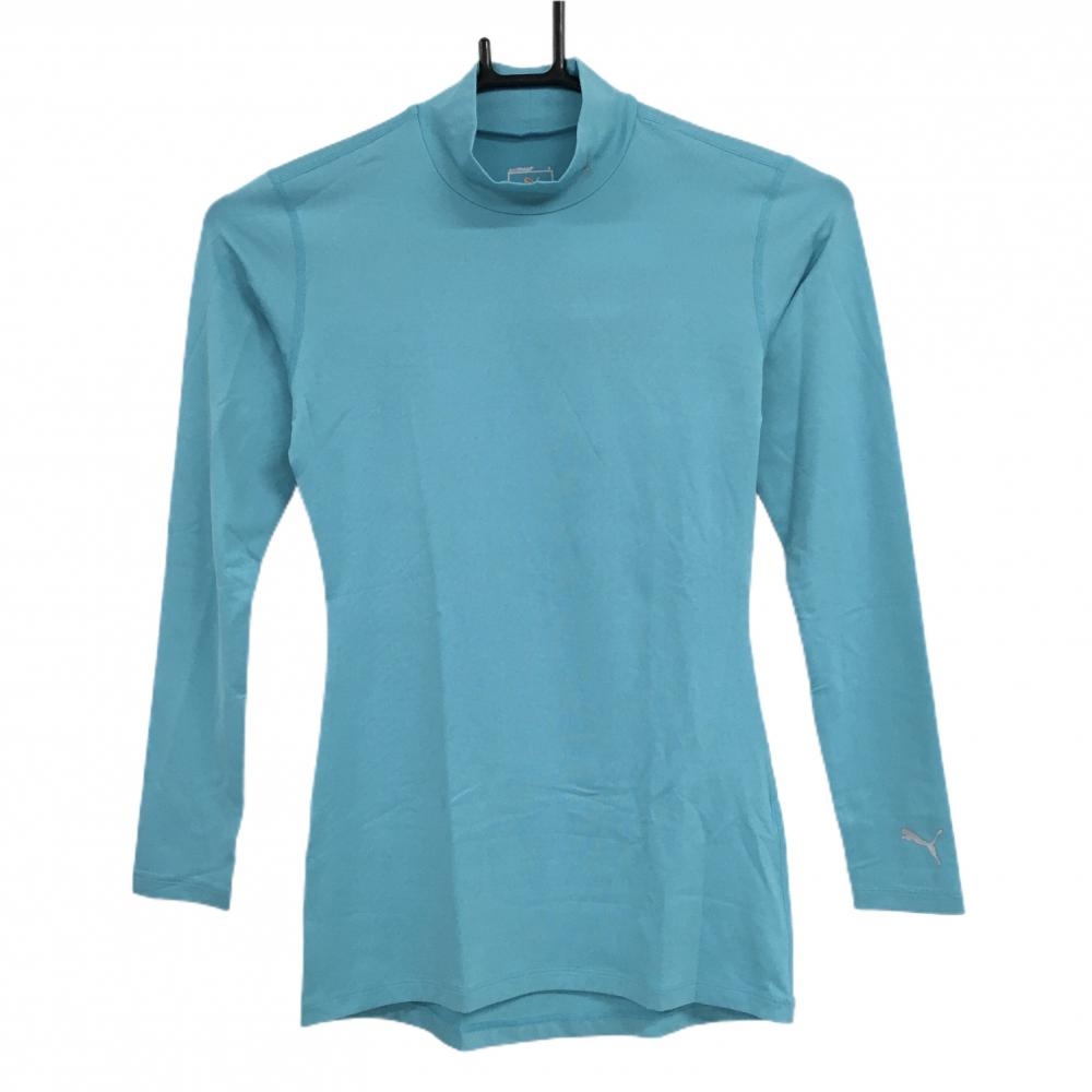 【新品】プーマ コンプレッションハイネックシャツ ライトブルー ストレッチ UVケア インナー レディース S ゴルフウェア PUMA