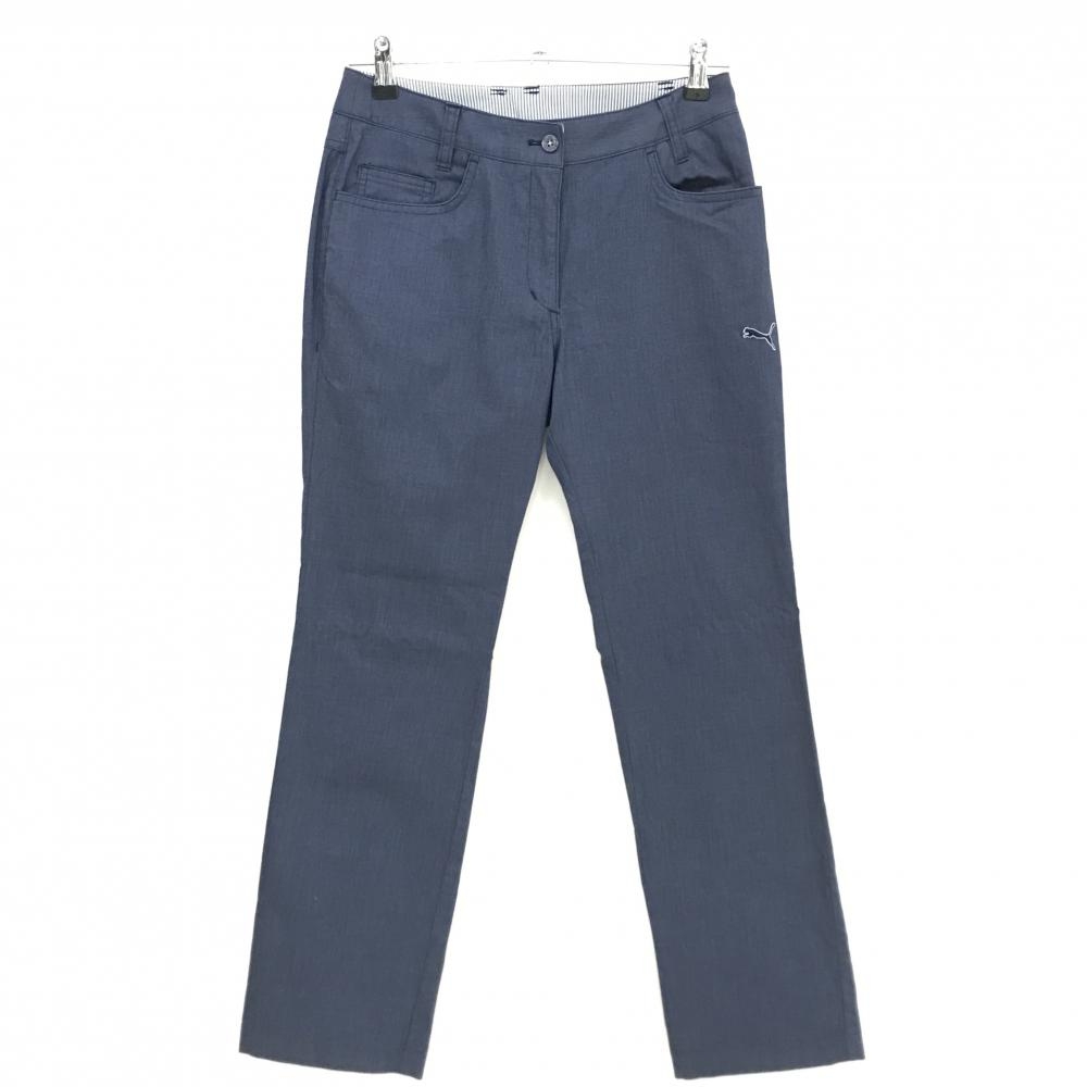 【超美品】プーマ パンツ 杢ネイビー ロゴ刺しゅう レディース M ゴルフウェア PUMA