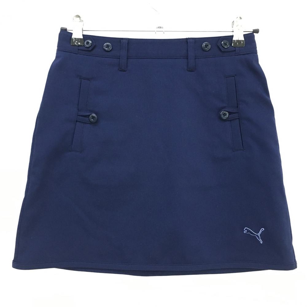 【超美品】プーマ スカート ネイビー ウエスト調整可 ロゴ刺しゅう  レディース 61/S ゴルフウェア PUMA