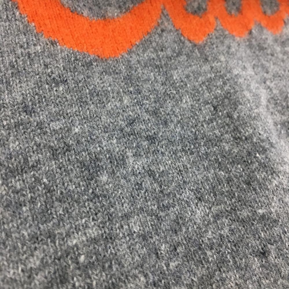 マスターバニー セーター グレー×ネイビー フロント英字 カシミヤ100