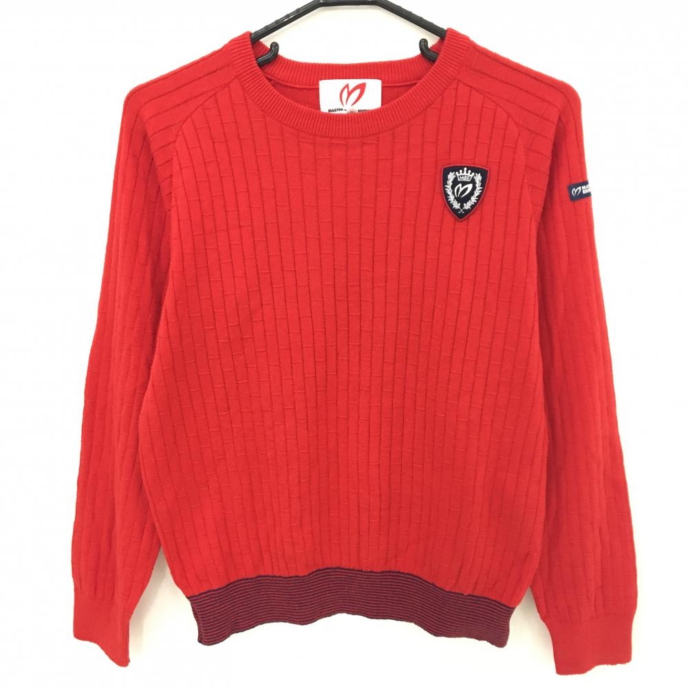 超美品】マスターバニー セーター レッド×ネイビー 総柄編み 裾細