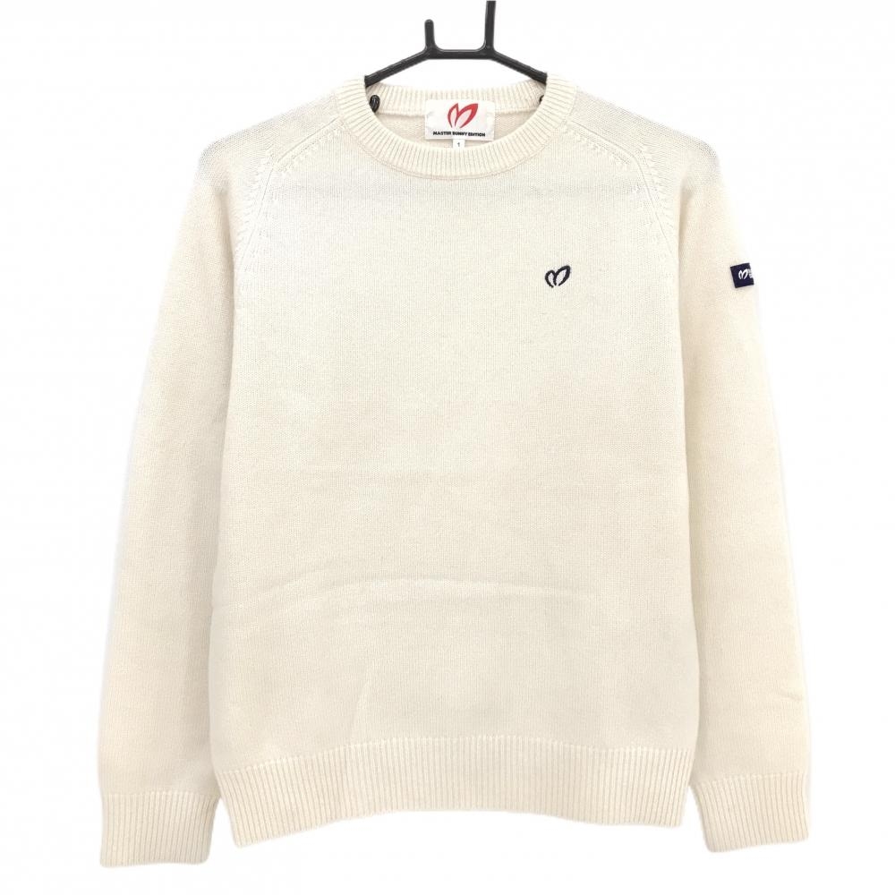 マスターバニー セーター アイボリー ロゴネイビー ウール混 カシミヤ混 ニット レディース 1(M) ゴルフウェア MASTER BUNNY EDITION