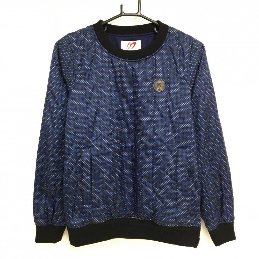 【美品】マスターバニー 中綿スニード ネイビー×黒 チェック×ドット調 蓄熱裏地 レディース 1(M) ゴルフウェア MASTER BUNNY EDITION