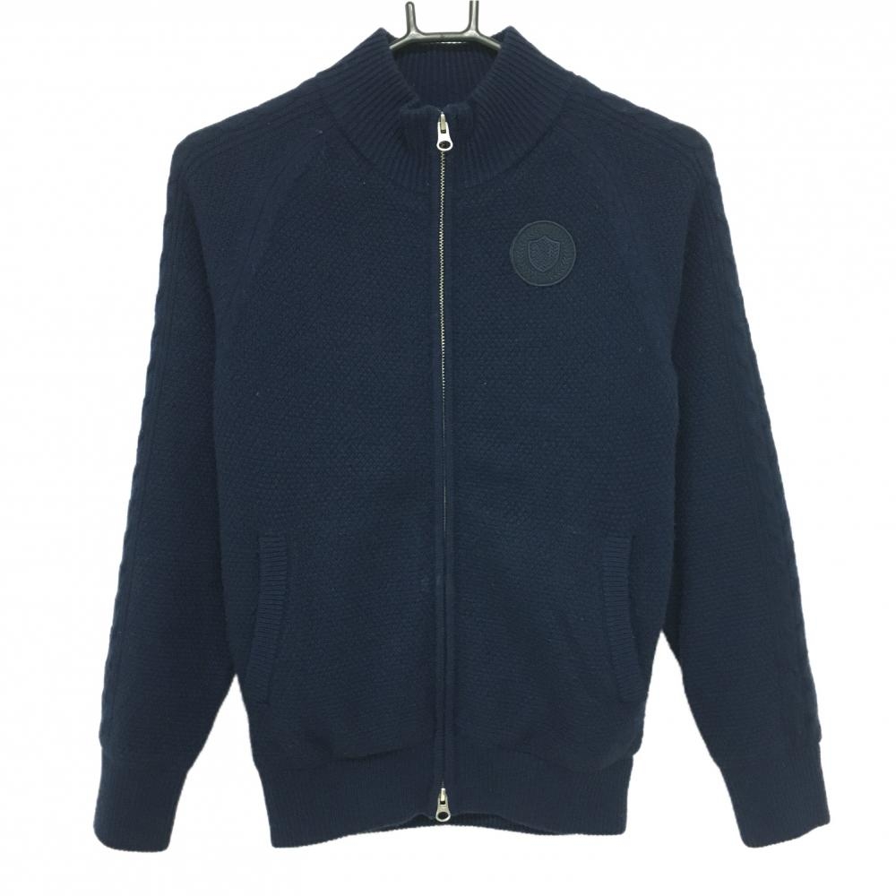 マスターバニー ニットジャケット ネイビー カシミヤ混 裏地付 レディース 0(S) ゴルフウェア MASTER BUNNY EDITION