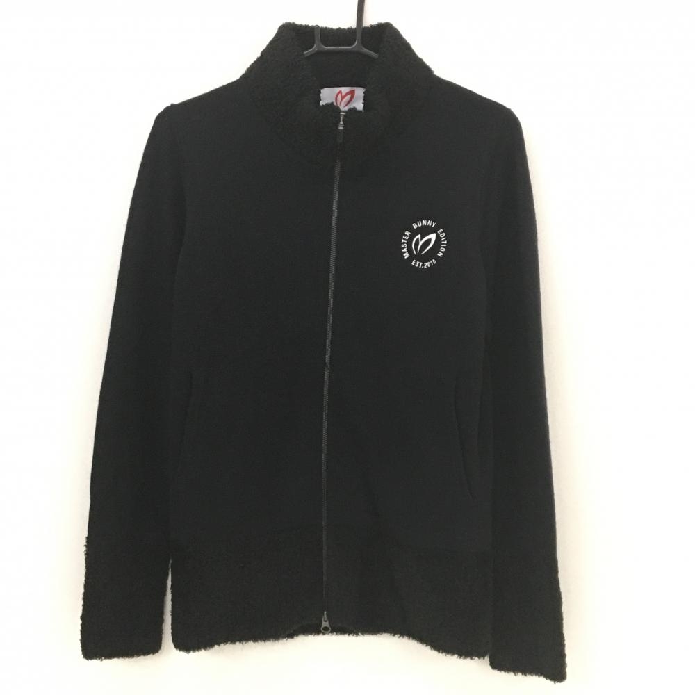 【超美品】マスターバニー ニットジャケット 黒×白 一部ボア ウール混  レディース 2(L) ゴルフウェア 2023年モデル MASTER BUNNY EDITION
