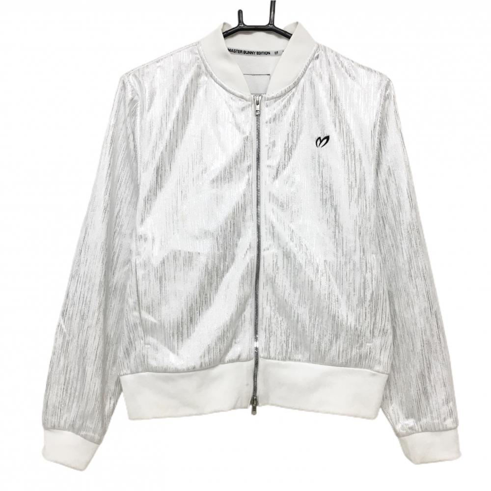 マスターバニー ジャケット 白×シルバー 総柄 裏起毛 レディース 1(M) ゴルフウェア 2024年モデル MASTER BUNNY EDITION