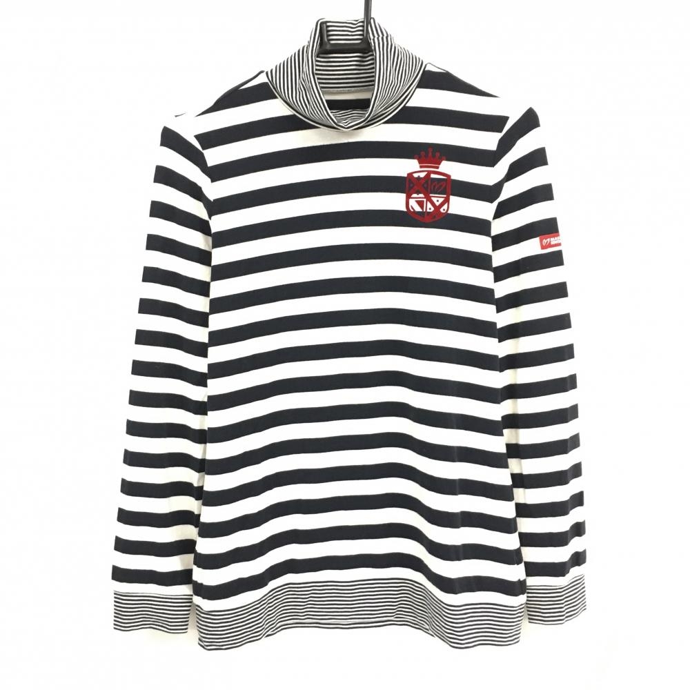 マスターバニー 長袖ハイネックシャツ 白×ダークネイビー ボーダー レディース 2(L) ゴルフウェア MASTER BUNNY EDITION