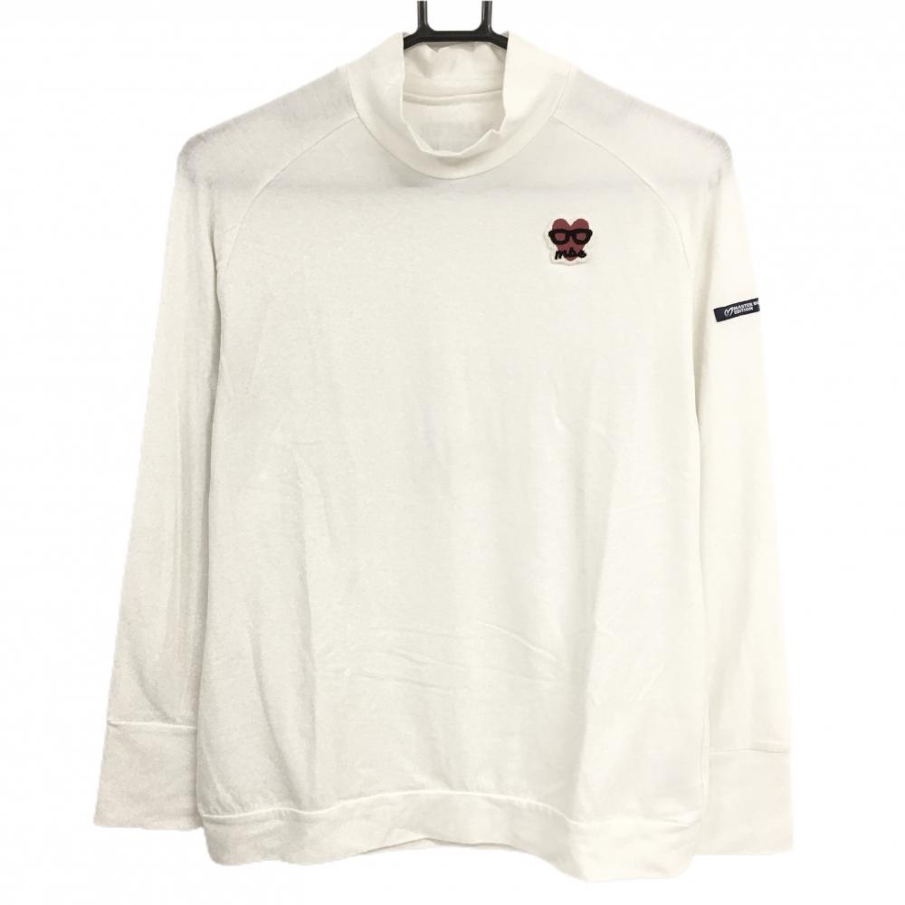 マスターバニー 長袖ハイネックシャツ 白 ハートワッペン 表微起毛 レディース 2(L) ゴルフウェア MASTER BUNNY EDITION