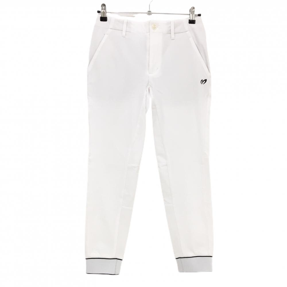 マスターバニー ジョガーパンツ 白×黒 裾ロゴ ストレッチ レディース 00(XS) ゴルフウェア MASTER BUNNY EDITION