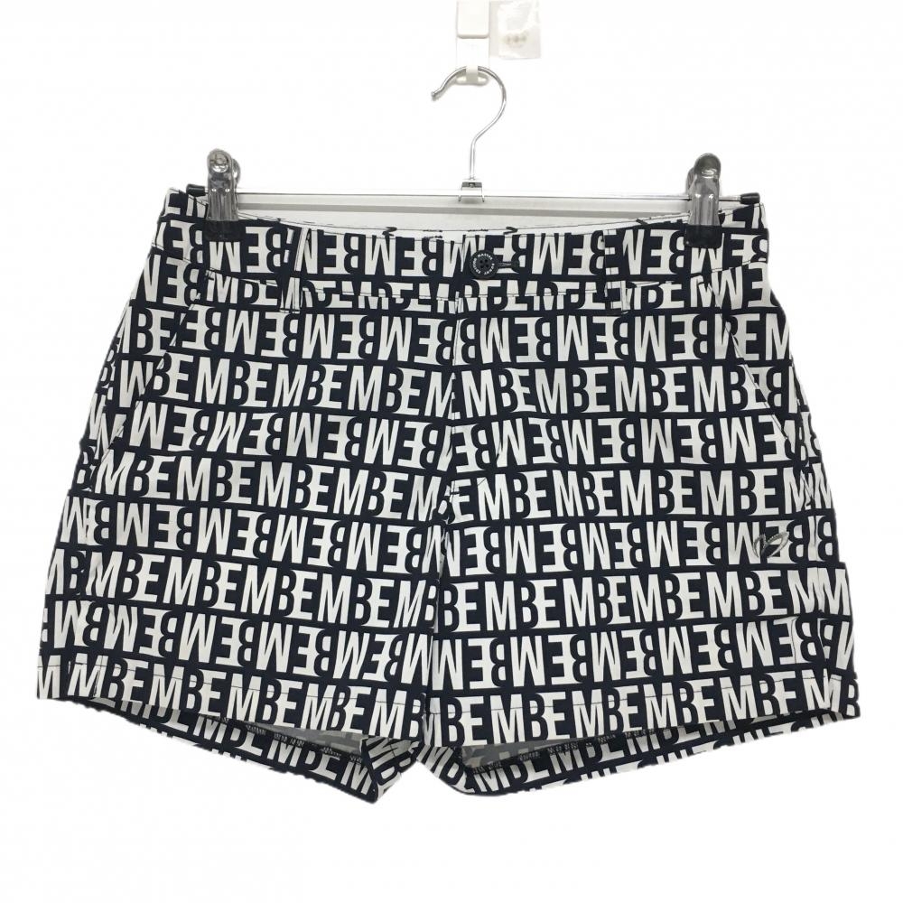 【超美品】マスターバニー ショートパンツ 白×黒 ロゴ総柄 ストレッチ レディース 0(S) ゴルフウェア MASTER BUNNY EDITION
