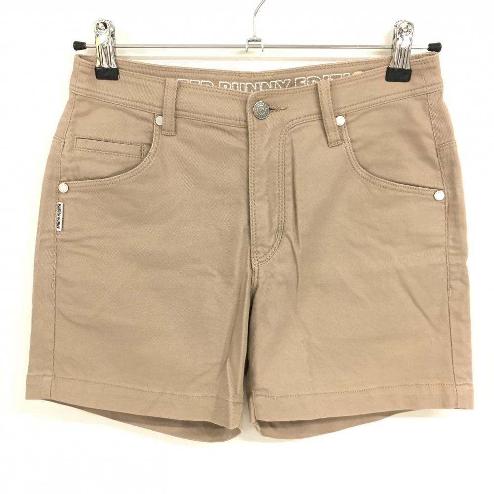 【超美品】マスターバニー ショートパンツ ベージュ 無地 ロゴ刺しゅう レディース 0(S) ゴルフウェア MASTER BUNNY EDITION