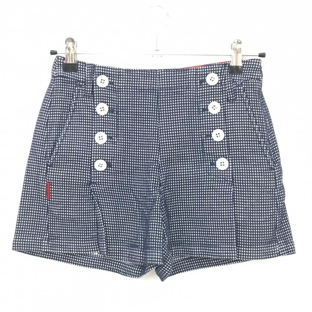 【超美品】マスターバニー ショートパンツ ネイビー×白 千鳥格子調織生地  レディース 0(S) ゴルフウェア MASTER BUNNY EDITION