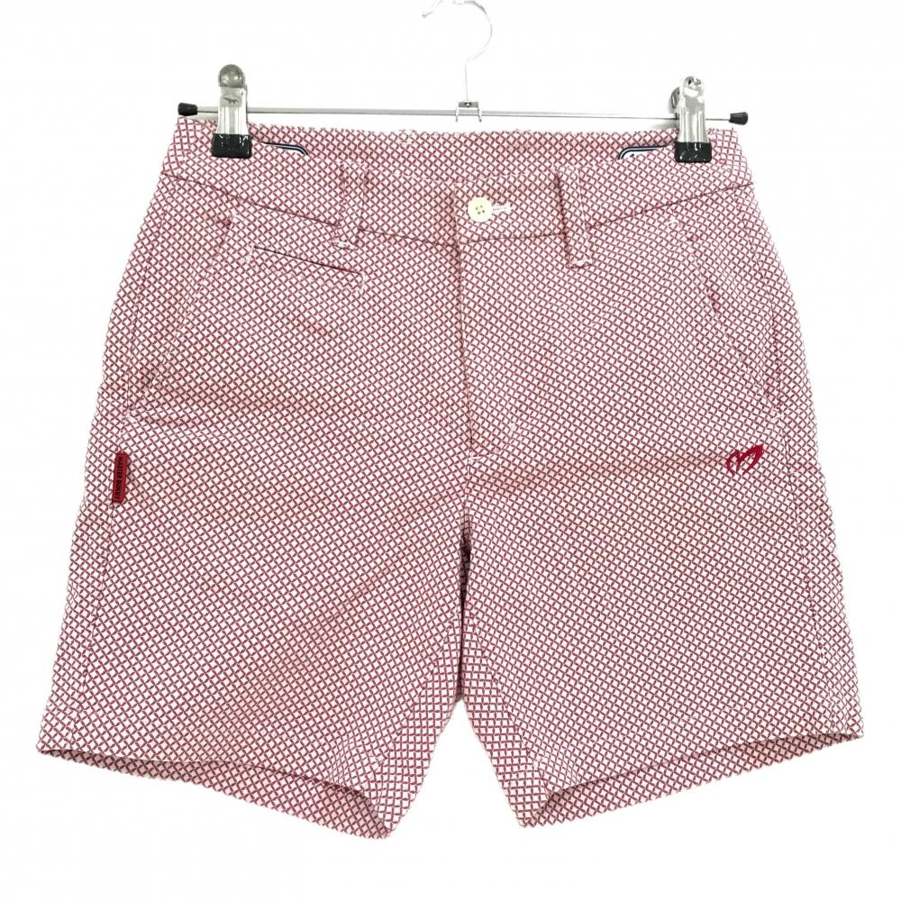 【美品】マスターバニー ショートパンツ レッド×白 総柄  レディース 0(S) ゴルフウェア MASTER BUNNY EDITION