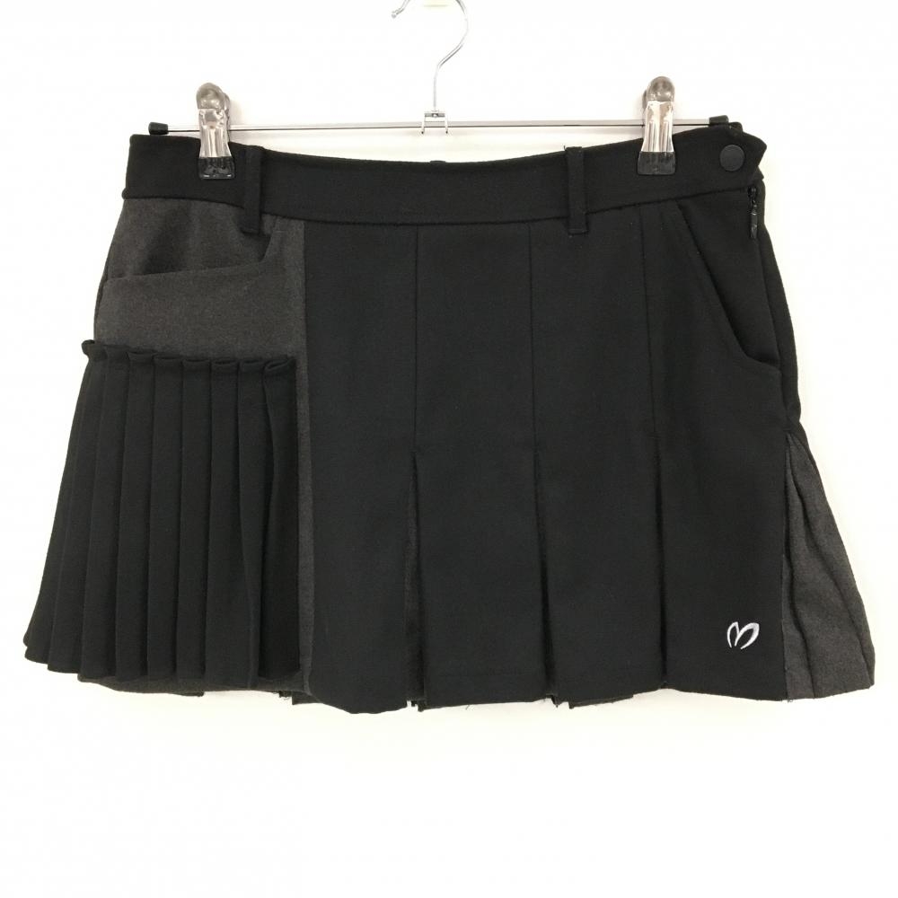 【超美品】マスターバニー プリーツスカート 黒×ダークグレー バイカラー レディース 1(M) ゴルフウェア MASTER BUNNY EDITION