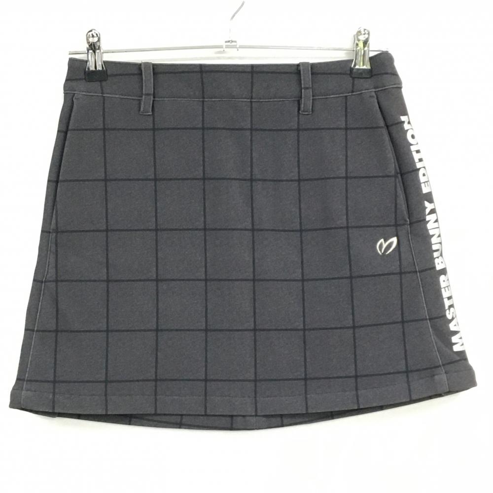 【美品】マスターバニー スカート グレー×黒 格子柄 裏起毛  レディース 00(XS) ゴルフウェア MASTER BUNNY EDITION