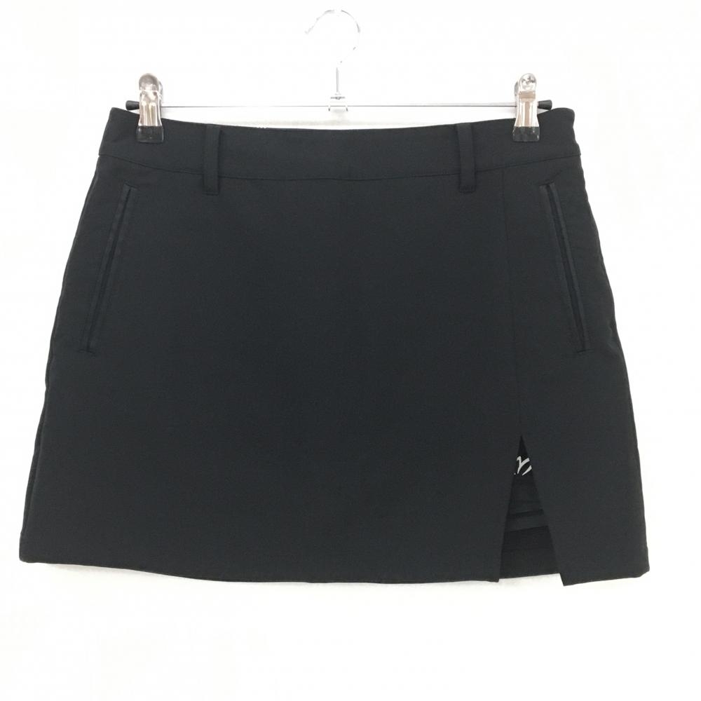 【超美品】マスターバニー スカート 黒 無地 内側インナーパンツ ストレッチ レディース 2(L) ゴルフウェア MASTER BUNNY EDITION