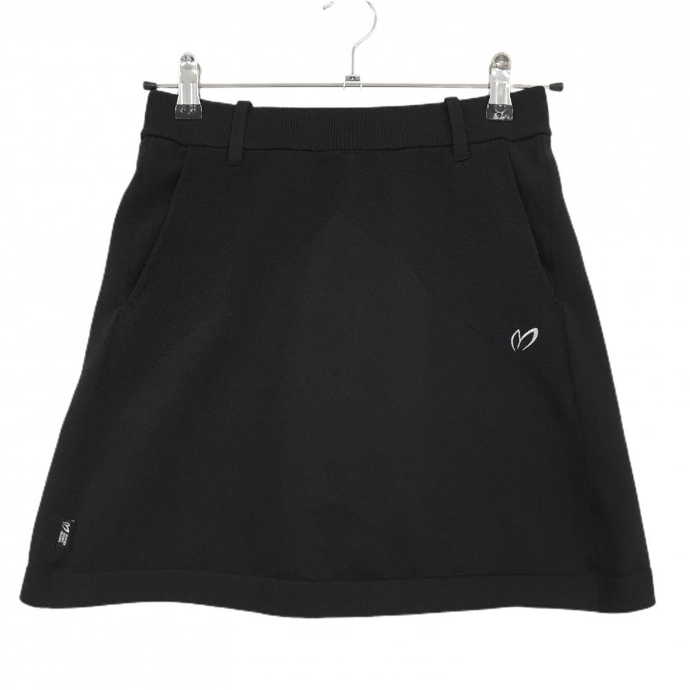 【超美品】マスターバニー ニットスカート 黒×シルバー 後一部プリーツ レディース 0(S) ゴルフウェア MASTER BUNNY EDITION