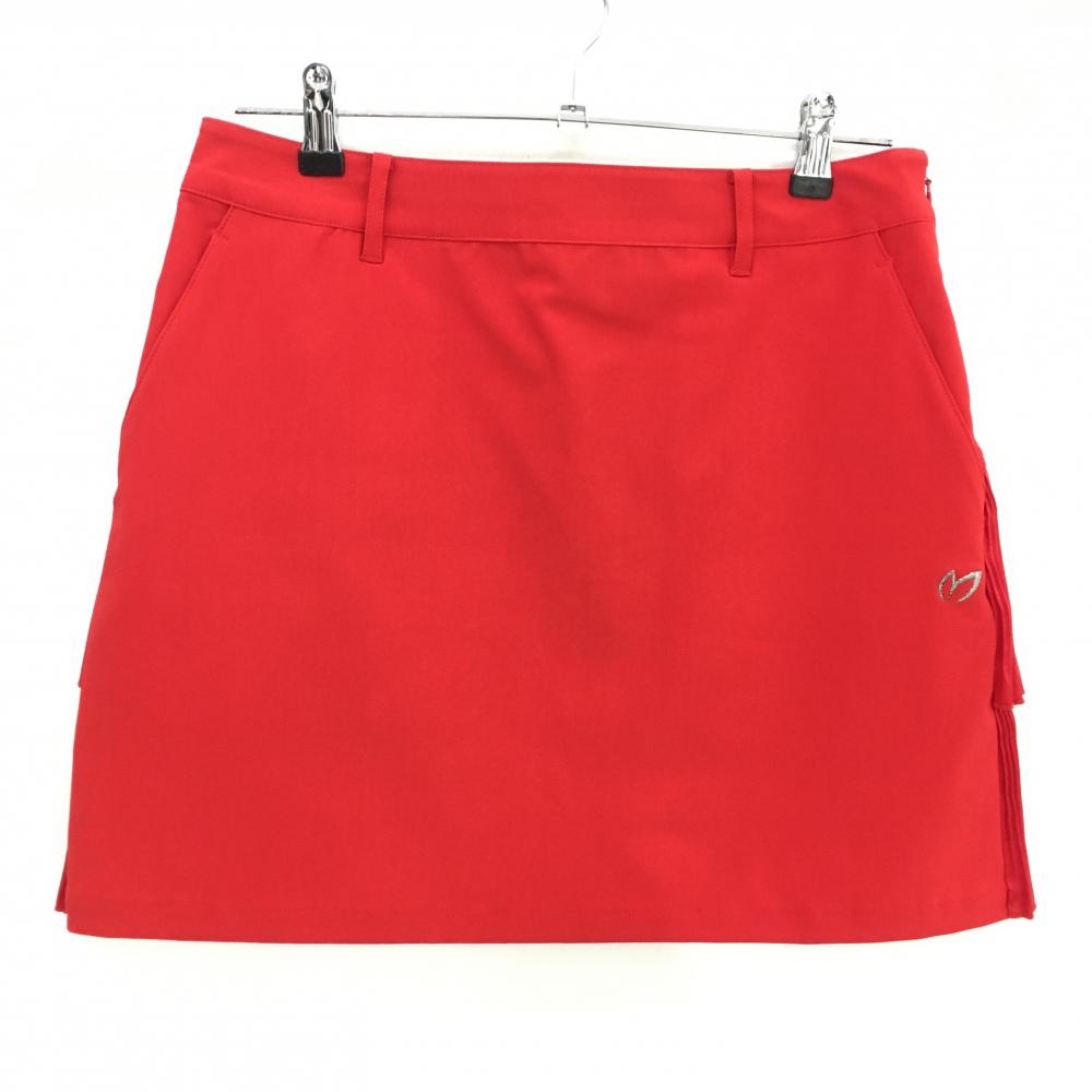 【超美品】マスターバニー ストレッチスカート レッド 後ろ2段フリル レディース 2(L) ゴルフウェア MASTER BUNNY EDITION