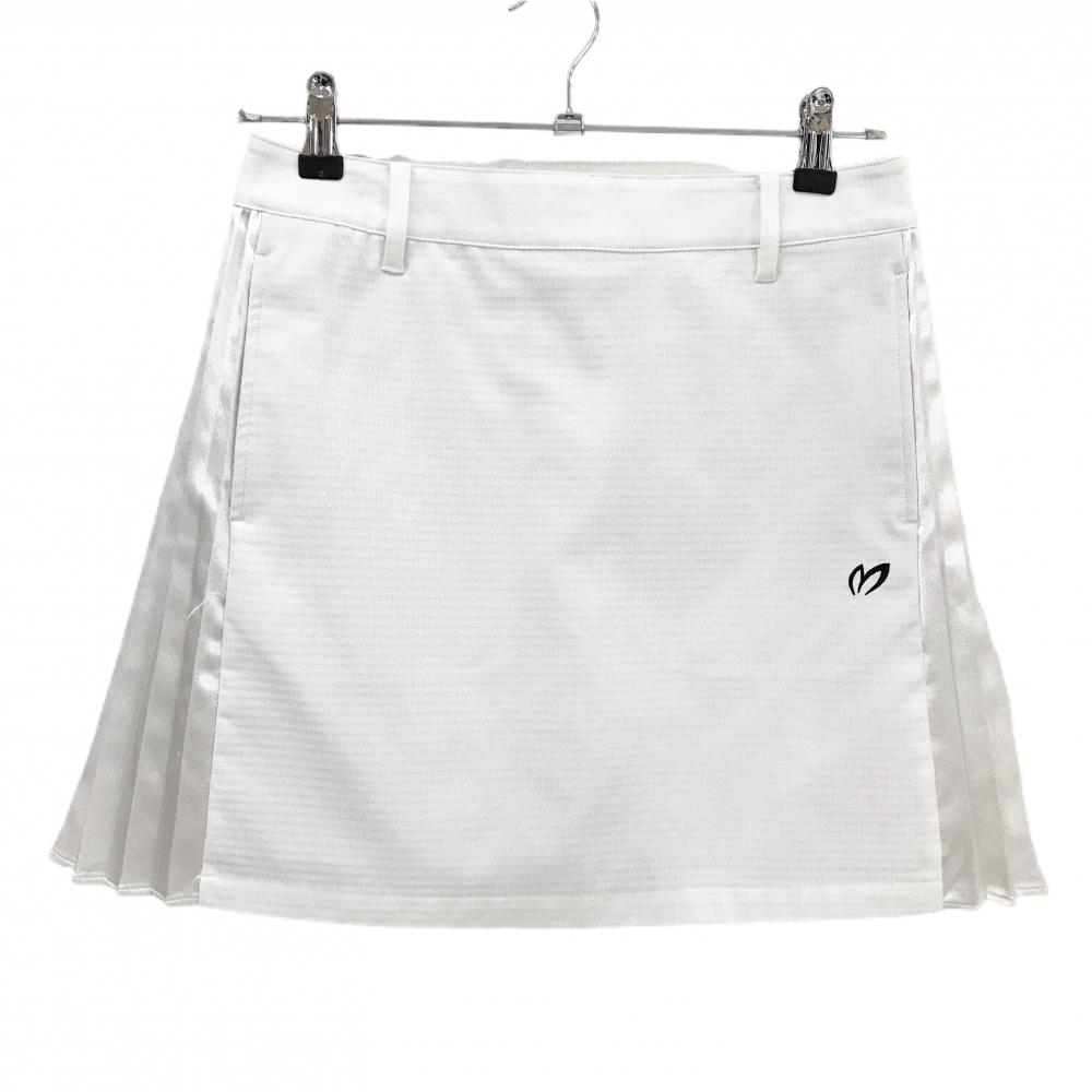 【美品】マスターバニー スカート 白 サイドプリーツ ストレッチ 裏地付 レディース 1(M) ゴルフウェア MASTER BUNNY EDITION