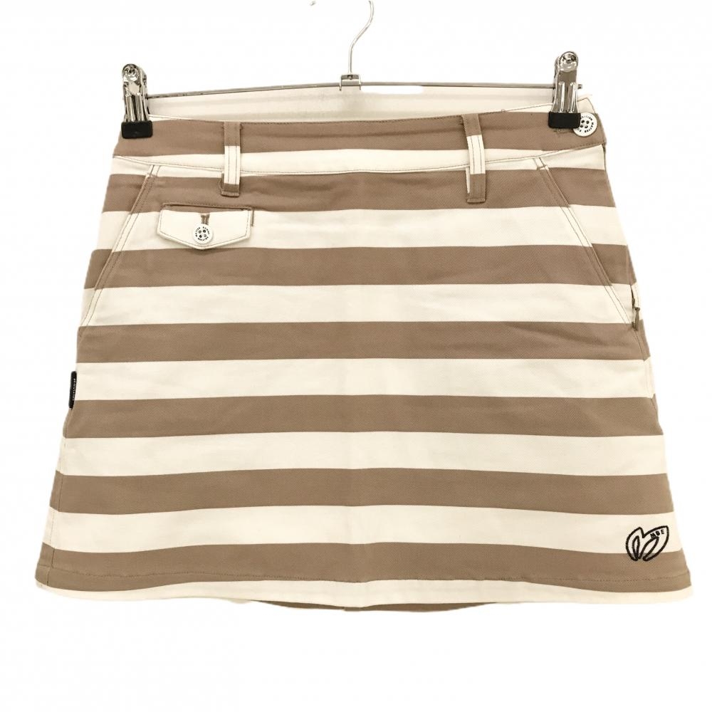 マスターバニー スカート 白×ブラウン ボーダー  レディース 0(S) ゴルフウェア MASTER BUNNY EDITION