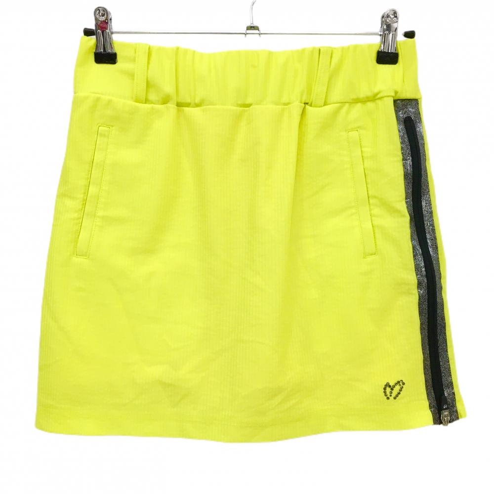 【超美品】マスターバニー スカート 蛍光イエロー ストライプ地模様  レディース 1(M) ゴルフウェア 2023年モデル MASTER BUNNY EDITION
