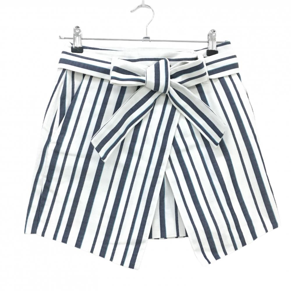 マスターバニーストライプスカート ✨新品未使用✨ 新品】マスターバニー スカート 白×ネイビー ストライプ 麻混