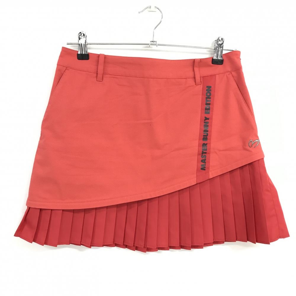 【美品】マスターバニー スカート レッド×黒 裾プリーツ レディース 1(M) ゴルフウェア MASTER BUNNY EDITION