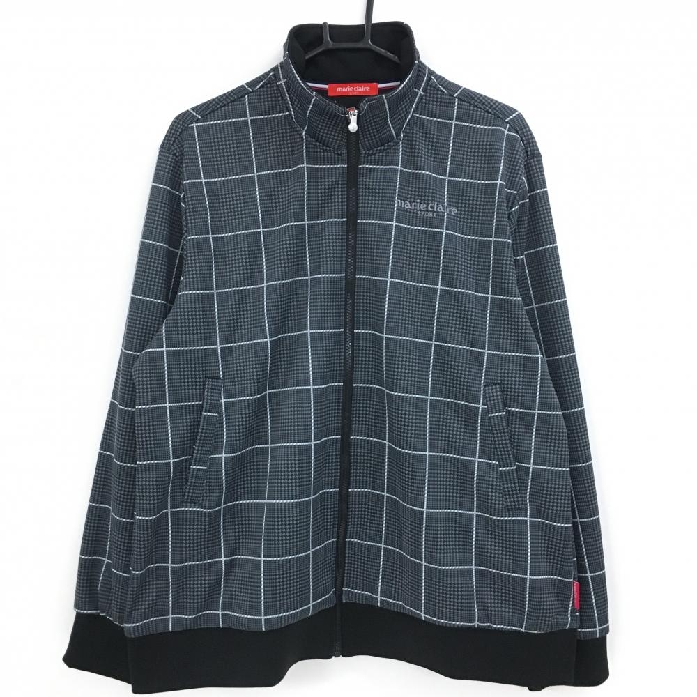 【新品】マリクレールスポール ジャケット グレー×黒 グレンチェック 裏起毛 レディース 5L ゴルフウェア 大きいサイズ marie claire