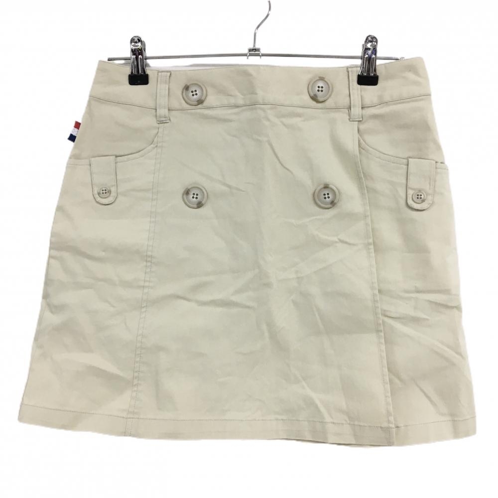 【超美品】マリクレールスポール スカート ライトベージュ フロントボタン ポーチ取り外し可  レディース L ゴルフウェア marie claire