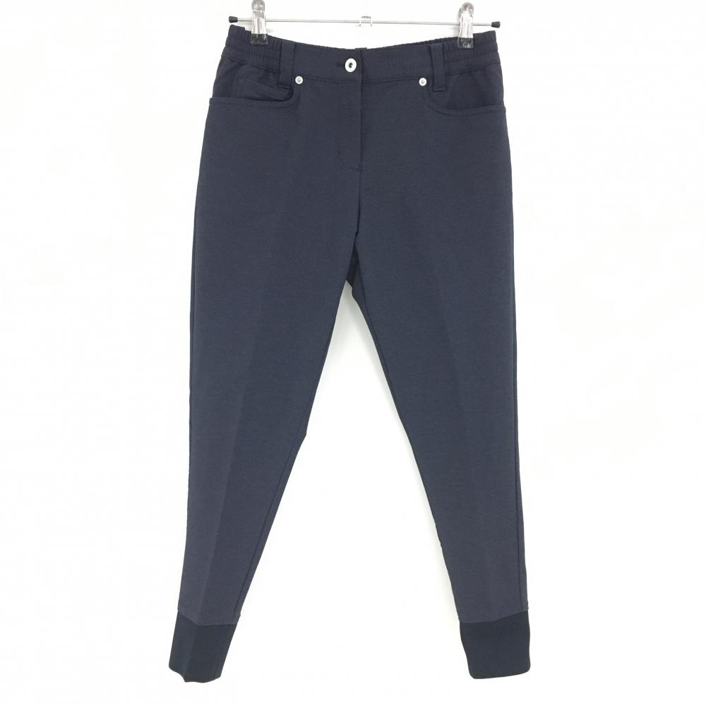 【超美品】マンシングウェア ジョガーパンツ ネイビー ストレッチ ウエストゴム ナイロン混 レディース M ゴルフウェア Munsingwear