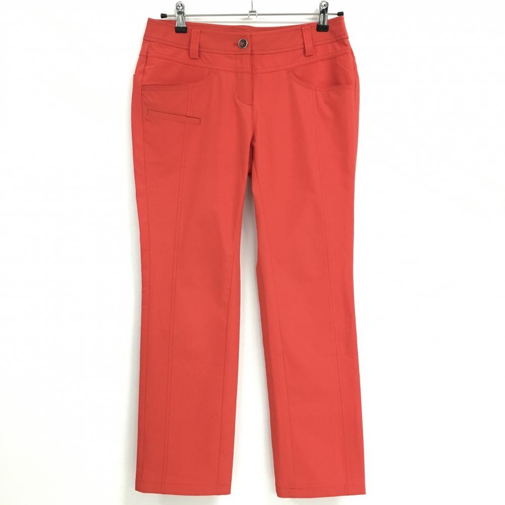 【超美品】マンシングウェア パンツ オレンジレッド 無地 ロゴ刺しゅう ストレッチ レディース 11 ゴルフウェア Munsingwear