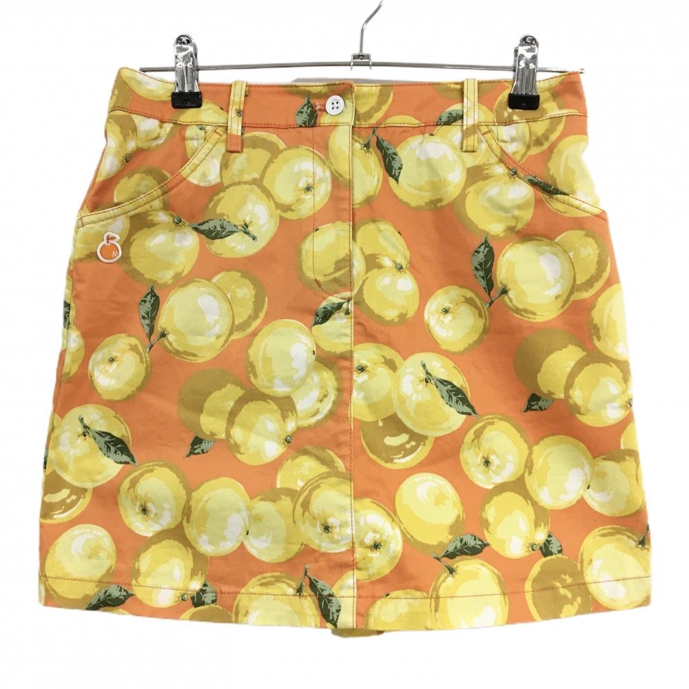 【超美品】マンシングウェア スカート オレンジ×イエロー オレンジ柄  レディース M ゴルフウェア Munsingwear
