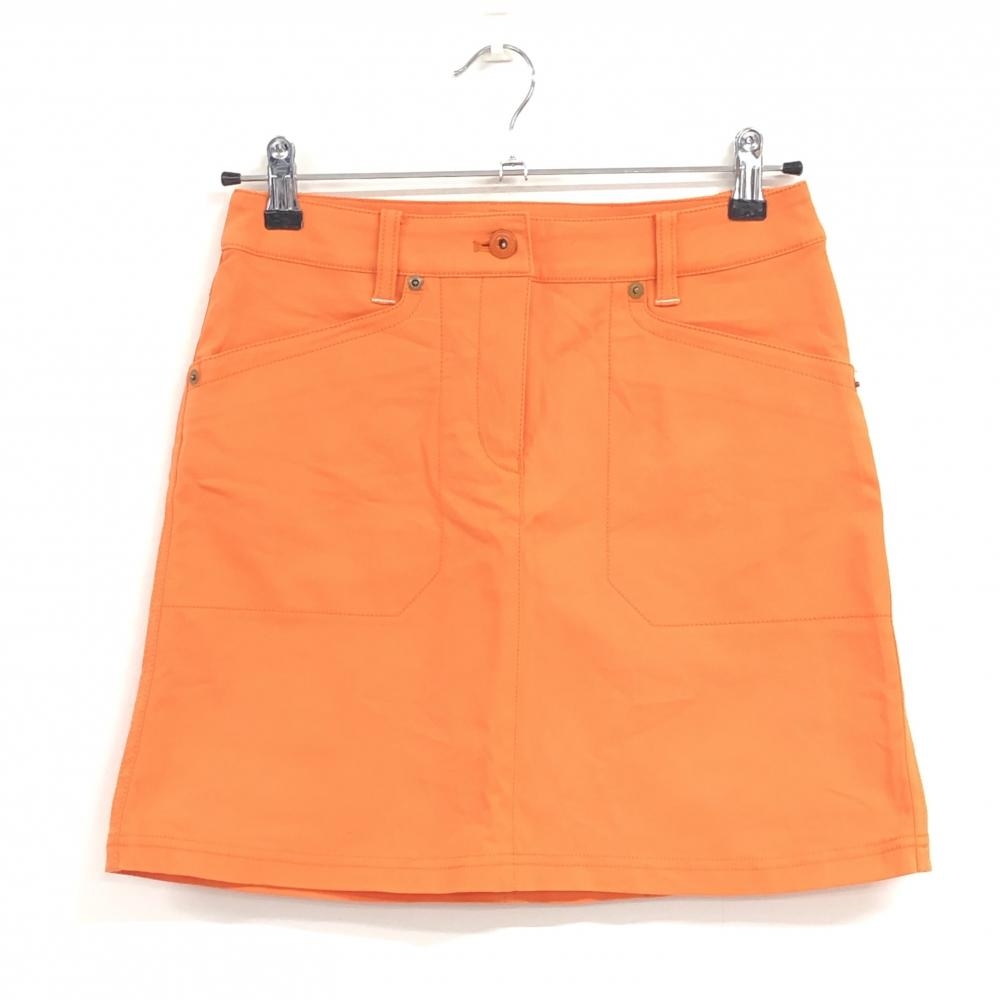【美品】マンシングウェア スカート オレンジ ペンギン刺しゅう白 レディース 7 ゴルフウェア Munsingwear