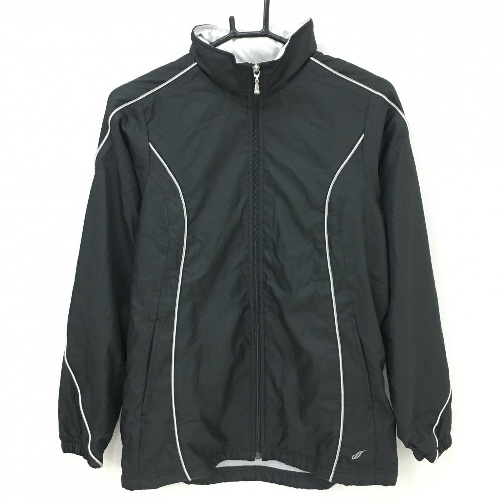 【美品】ミズノ ジャケットブルゾン 黒×白 ブレスサーモ 裾ドローコード フード収納可 SUPERSTAR レディース M ゴルフウェア MIZUNO