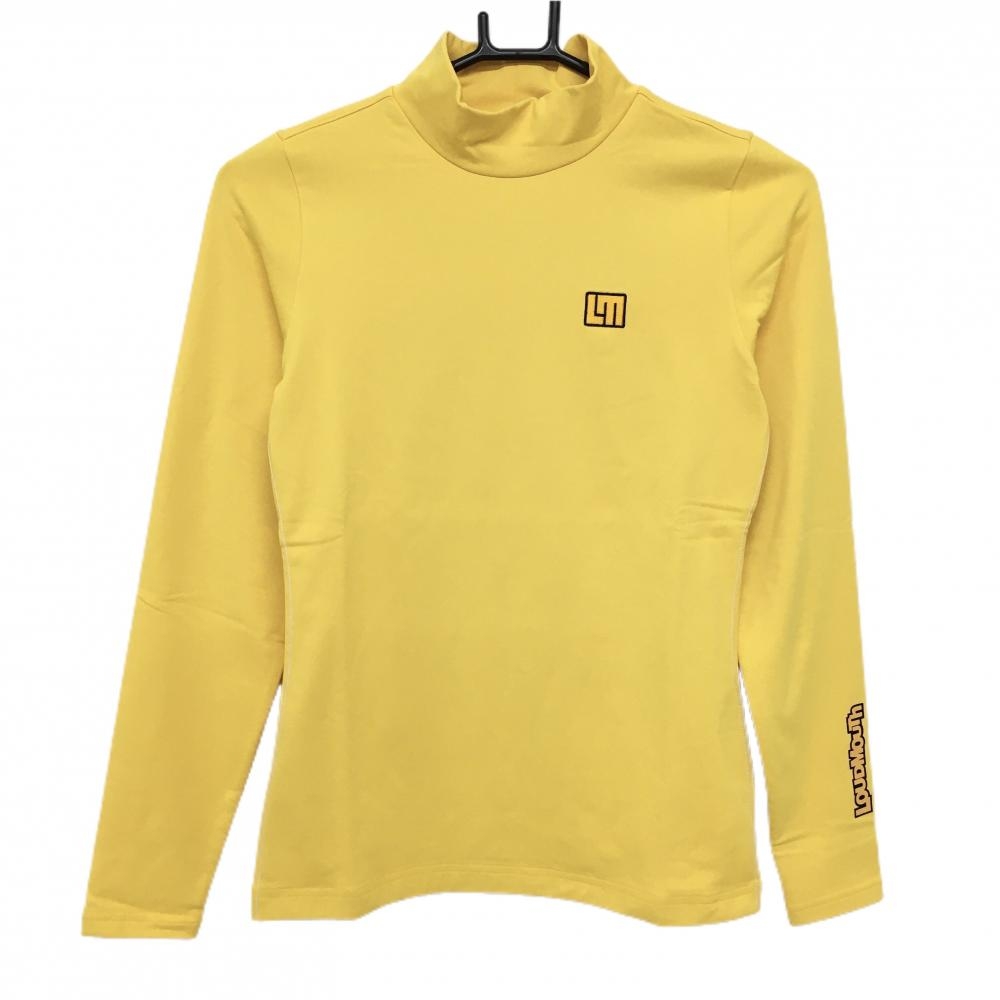 【新品】ラウドマウス 長袖ハイネックシャツ イエロー 裏微起毛 袖プリント レディース S ゴルフウェア LOUDMOUTH