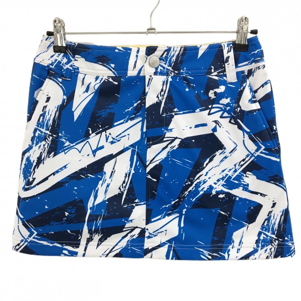 【新品】ラウドマウス スカート ブルー×ネイビー×白 総柄 裏起毛 ボンディング レディース S ゴルフウェア LOUDMOUTH