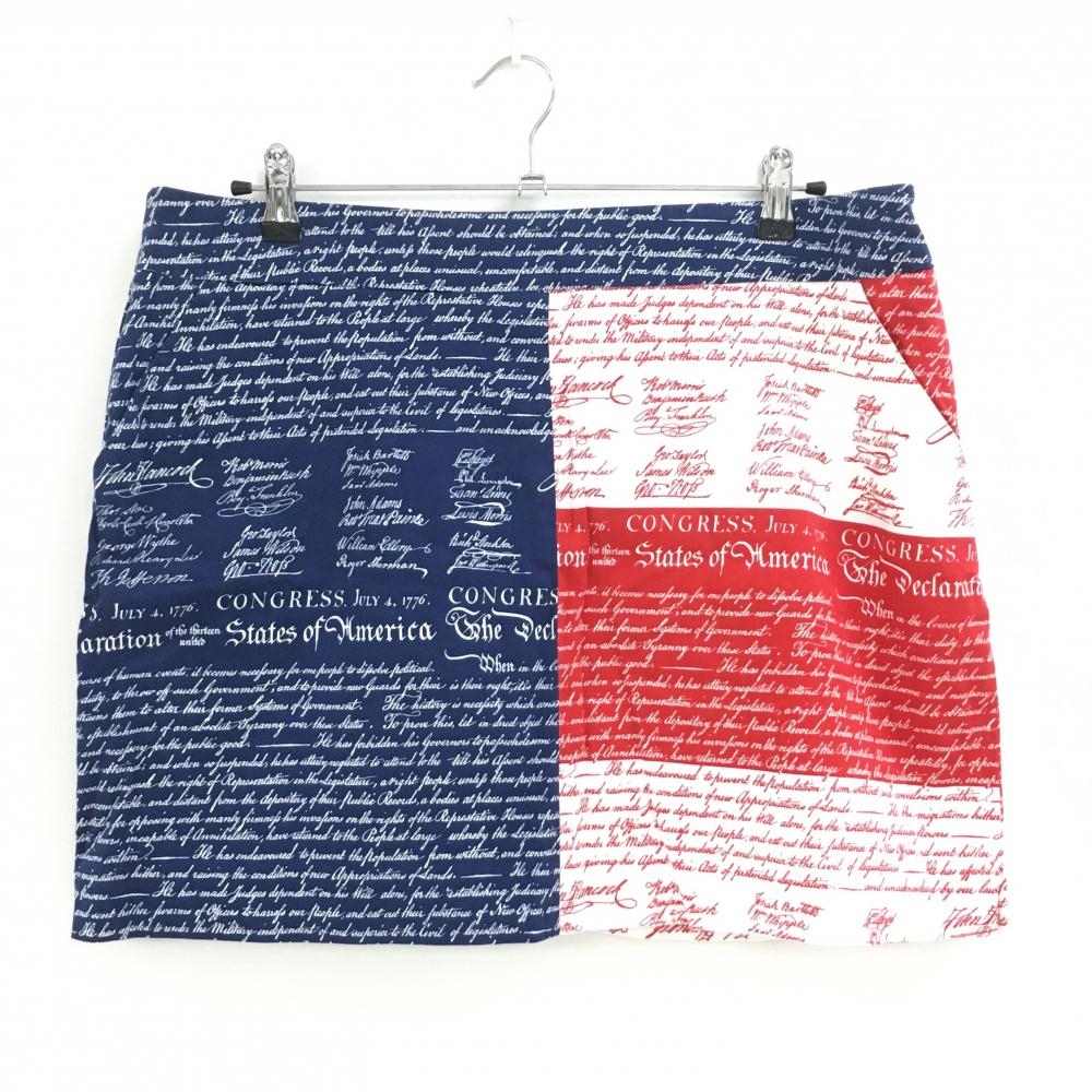 ラウドマウス スカート ネイビー×レッド 英字総柄  レディース US-16 ゴルフウェア 大きいサイズ LOUDMOUTH