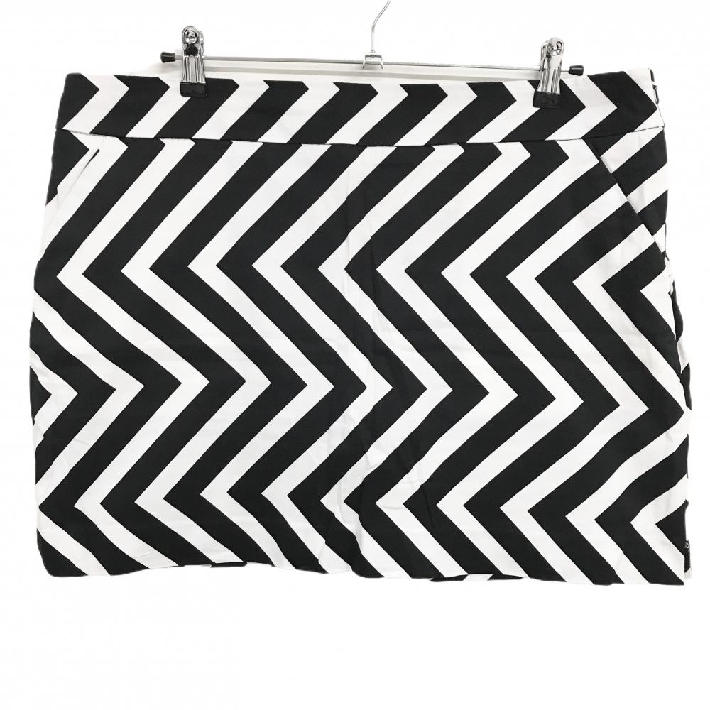 ラウドマウス スカート 白×黒 変形ストライプ ロゴ刺しゅう 内側インナーパンツ レディース US-16 ゴルフウェア 大きいサイズ LOUDMOUTH