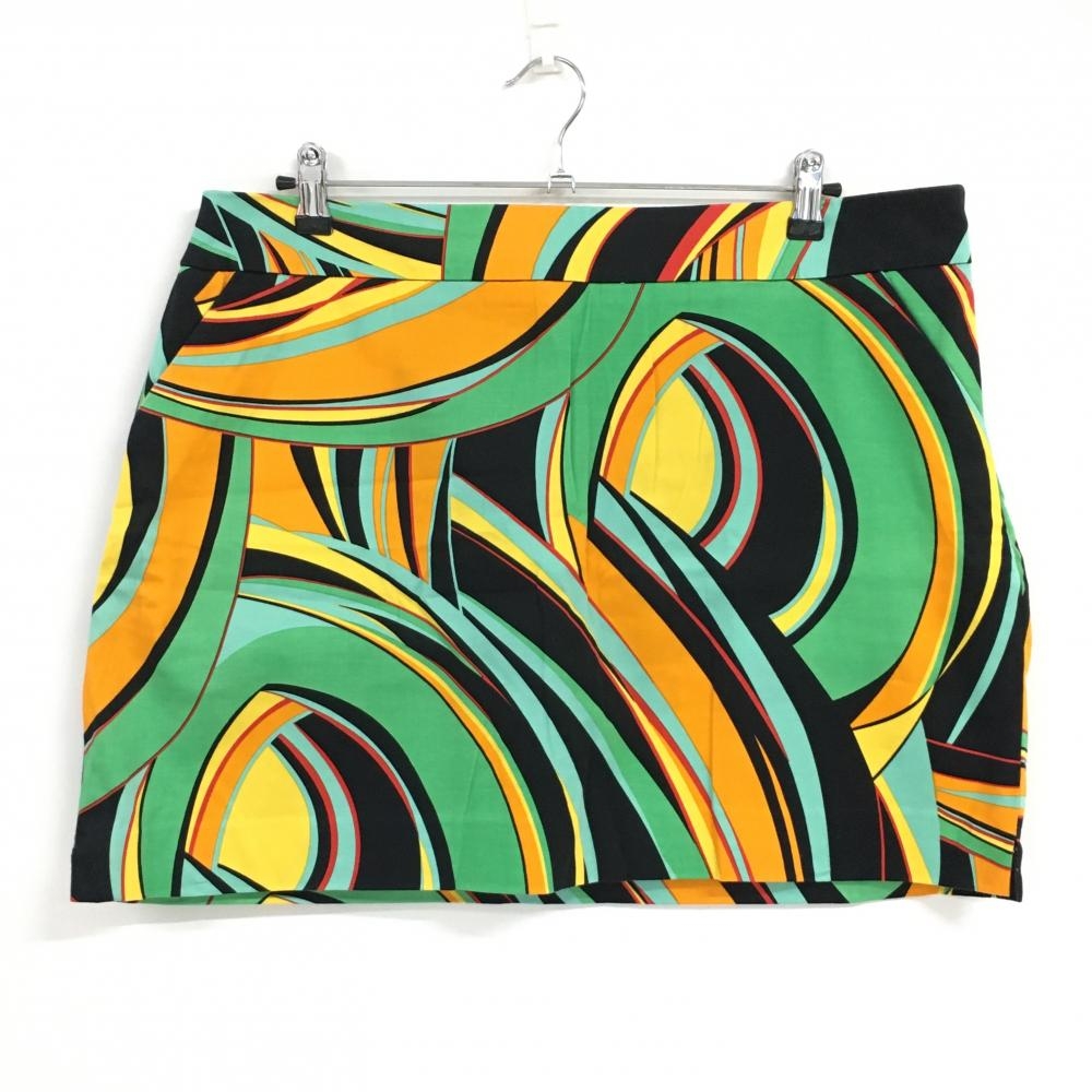 ラウドマウス スカート グリーン×黒 総柄 ロゴ刺しゅう 内側インナーパンツ レディース US-16 ゴルフウェア 大きいサイズ LOUDMOUTH