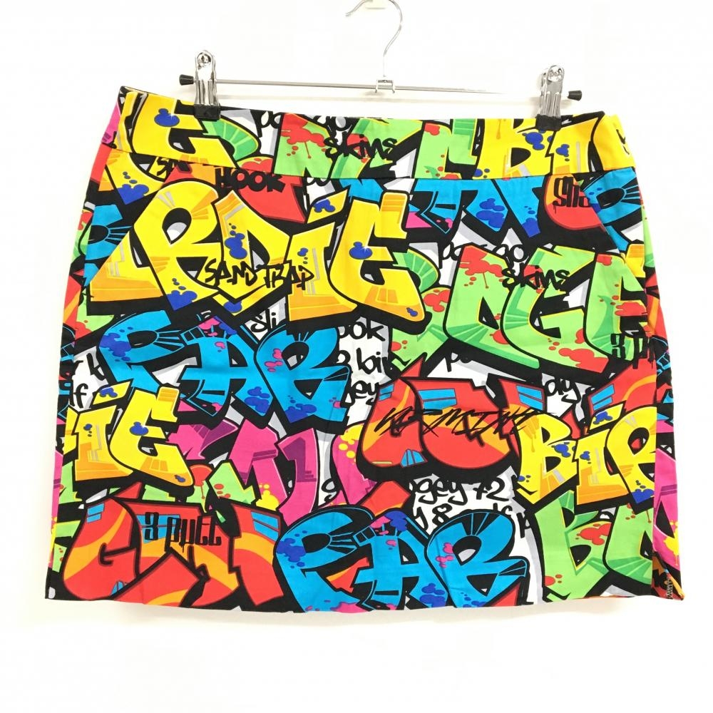 【超美品】ラウドマウス スカート マルチカラー カラフル ペイントロゴ総柄  レディース US-12 ゴルフウェア 大きいサイズ LOUDMOUTH