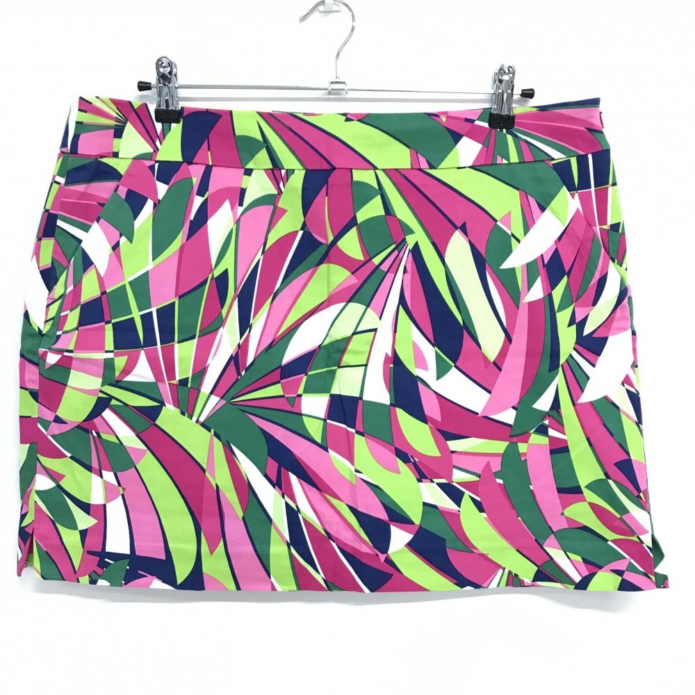 【美品】ラウドマウス スカート ピンク×グリーン 総柄 ピンクシャンペン　  レディース US-14 ゴルフウェア 大きいサイズ LOUDMOUTH