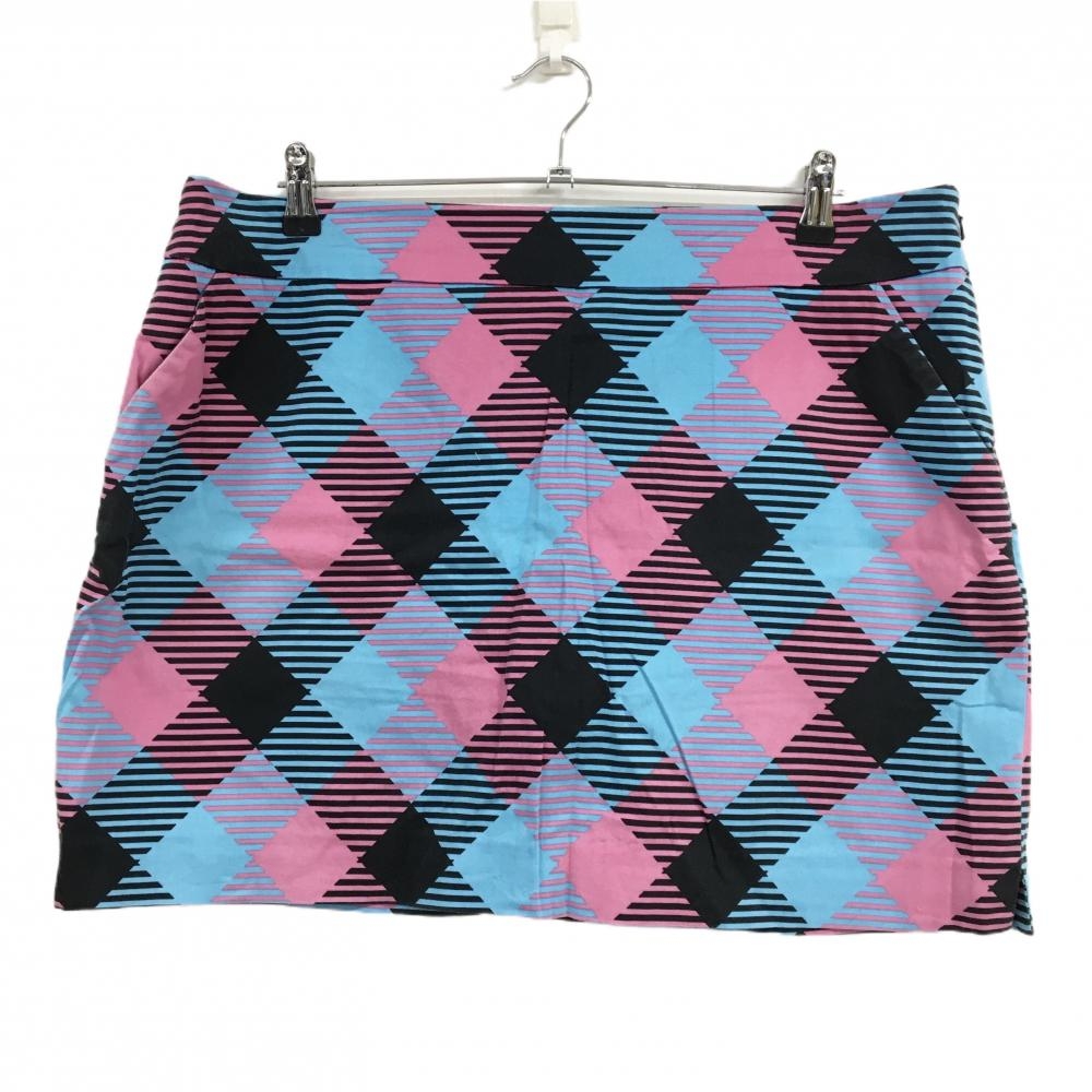 ラウドマウス スカート ライトブルー×ピンク ダイヤ柄風 レディース SU-16 ゴルフウェア 大きいサイズ LOUDMOUTH